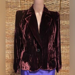 Yves Saint Laurent Burgandy Velvet Blazer Jacket
